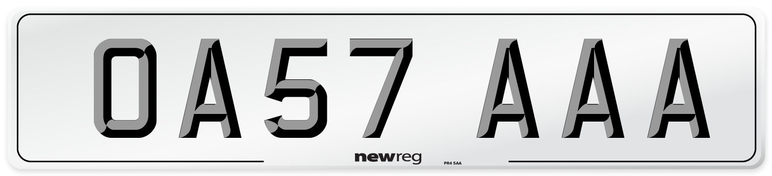 OA57 AAA Number Plate from New Reg